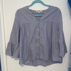 Blue and White Striped Blouse